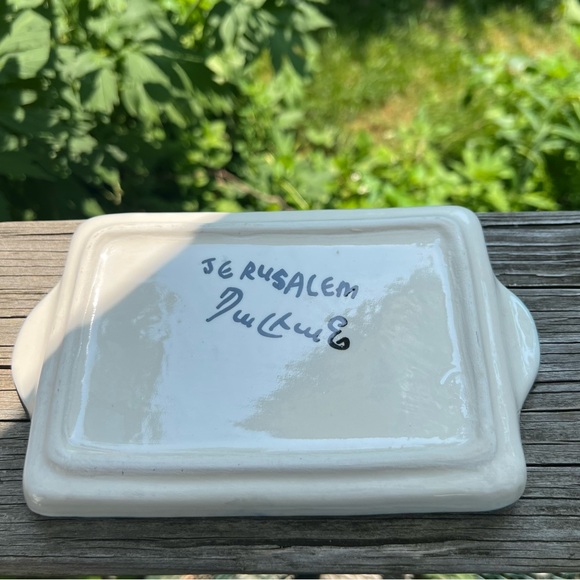 Vintage Ceramic Signed Jerusalem Tray or Dish School of Fish Preowned 6.75” L - Picture 4 of 14